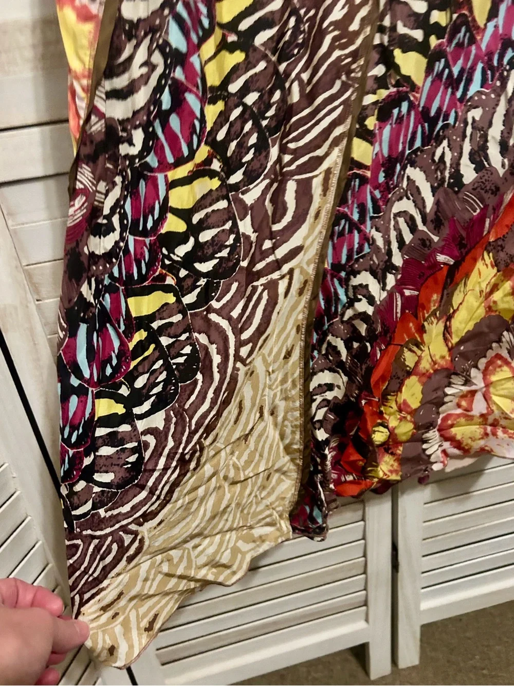 Tiny by Anthropologie Silk Fluttering Patchwork Boho Maxi Skirt. Size Medium